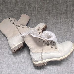 GUC white Timberland boots.